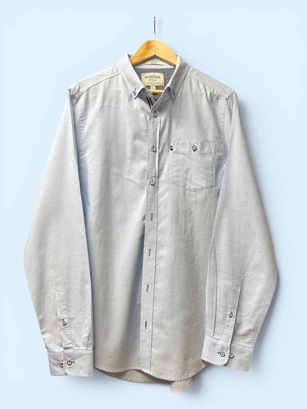 Heritage Men’s Light Blue Button-Down Casual Shirt